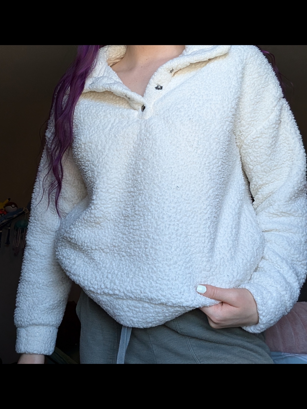 Pink Rose Cream Sherpa Jacket with Striped Trim